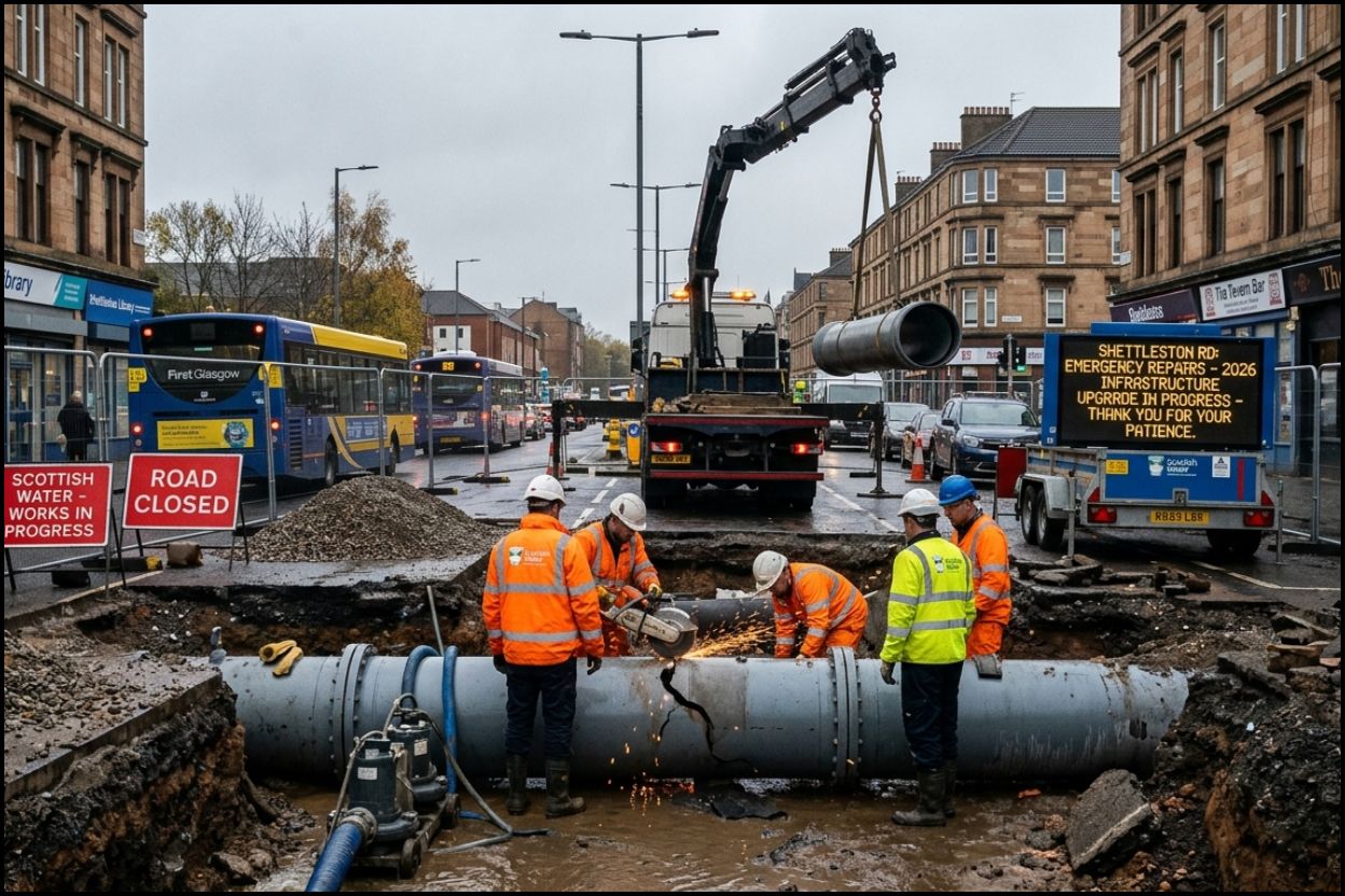 Glasgow Water Main Break Shettleston Road