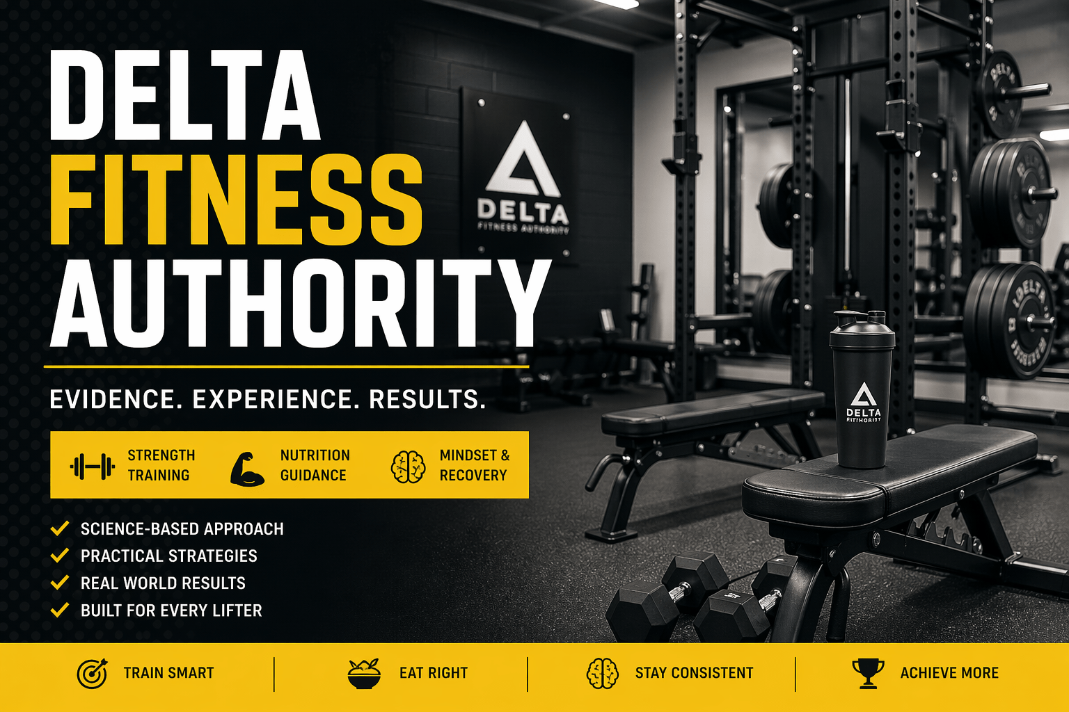 Delta Fitness Authority fitness training guide focusing on strength training nutrition mindset and recovery