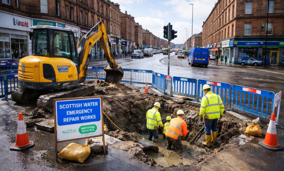 East End Hit by Glasgow Water Main Break Shettleston Road